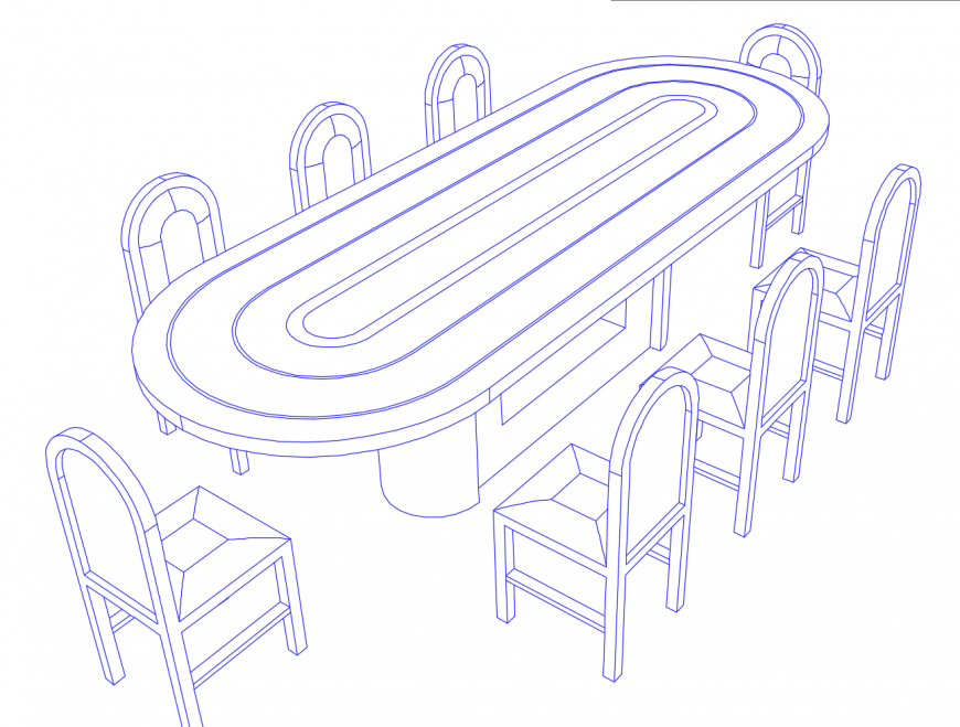 Dining area furniture units detail 3d model autocad file
